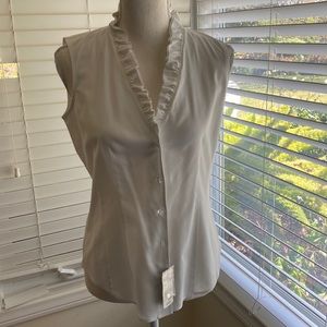 BROOKS BROTHERS Sleeveless Ruffle Neck Button Down Top - size 2